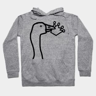 Portrait of a Goose Stealing a Crown Minimal Line Drawing Hoodie